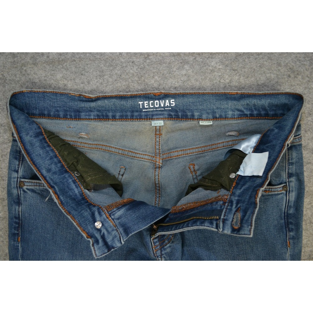 Tecovas Men 32x31 Premium Relaxed Jeans Blue Wash Straight Leg Denim (Tag 30x32) - Picture 10 of 16